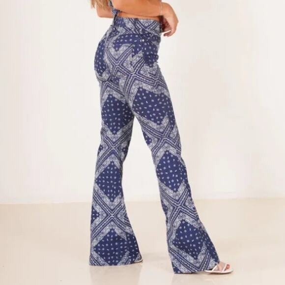 Revice La La Land Bandana Print Flares Jeans Laguna Blue Rodeo Western Size 25 - Picture 12 of 13